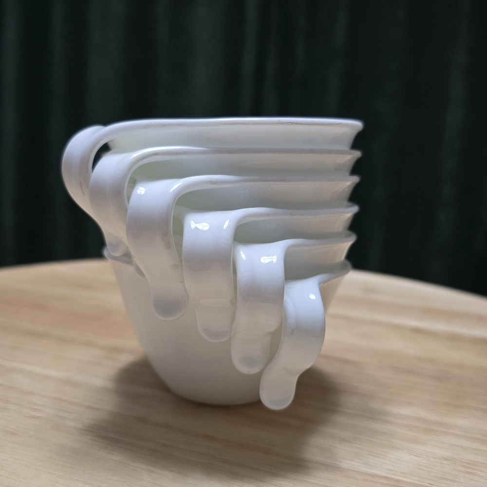 Vintage Corelle Winter Frost White Vup with Finger Hook handle - Set Of 6